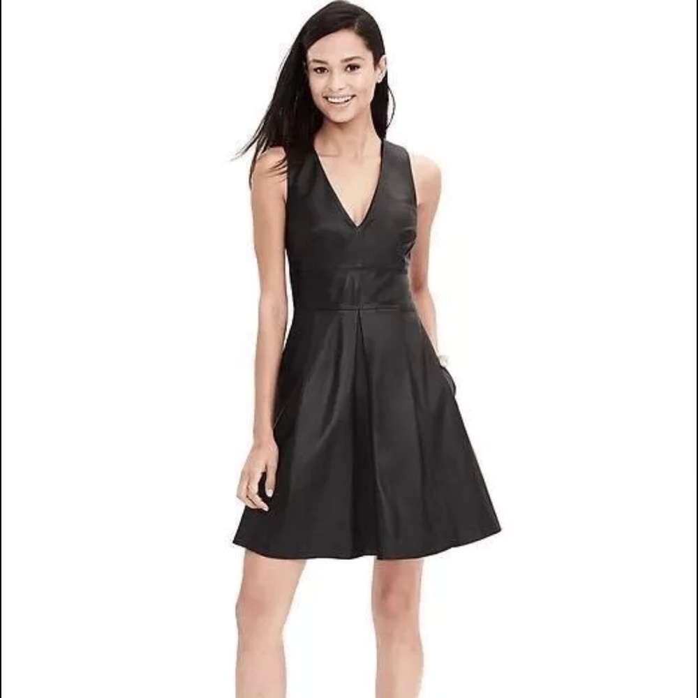 Banana Republic Monogram Black Leather Dress